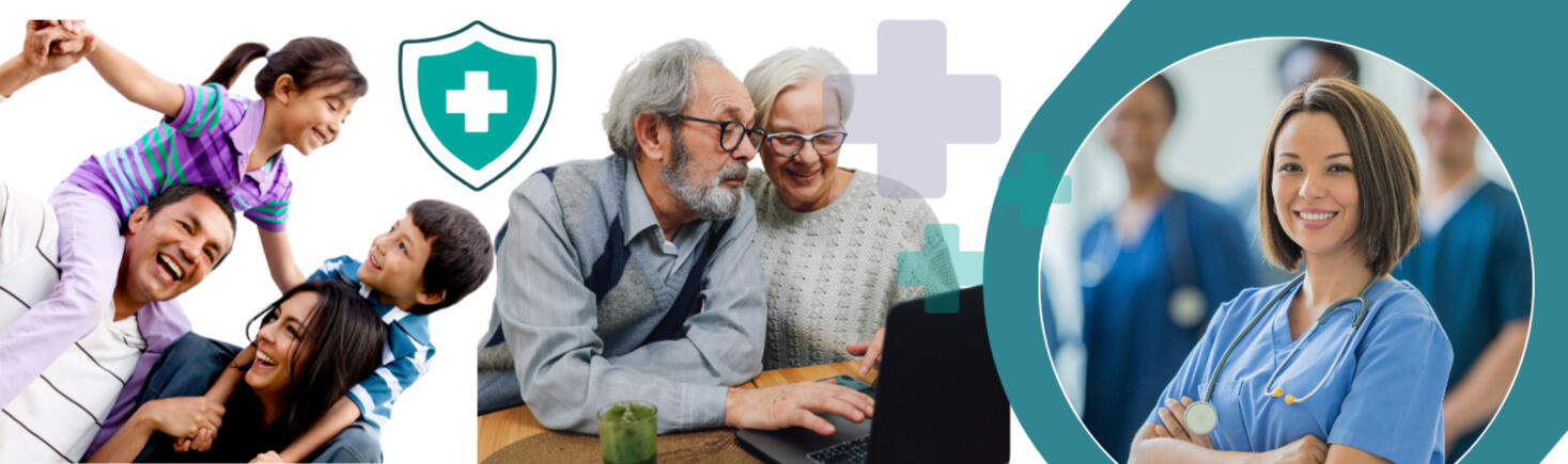 Life insurance for familes and long term care banner decorative image of people looking for heathcare insurance solutions